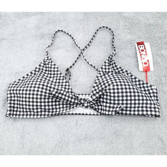NEW BONGO Swimwear Bikini Womens XL Black White Gingham Tie Retro Cheeky Padded - Picture 2 of 13